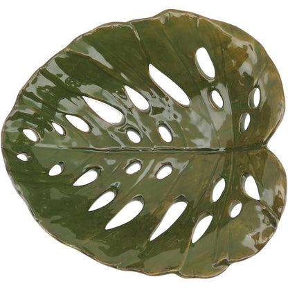 Adorno Cerâmico Folha Verde 25x26cm Parreiral Decorativo