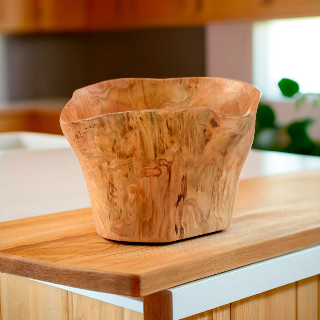 Centro de Mesa Decorativo Wood Madeira Natural 20x28x25cm