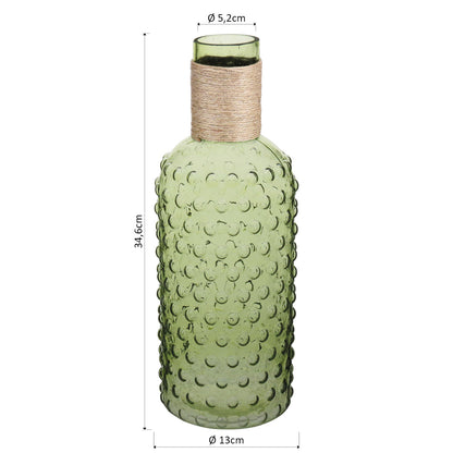 Garrafa Decorativa Dijon Vidro Verde 35x13cm à Prova de Vazamentos