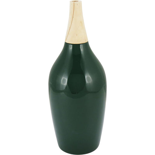 Garrafa Decorativa Cerâmica Verde Foglio 35x15x15cm à Prova de Vazamentos