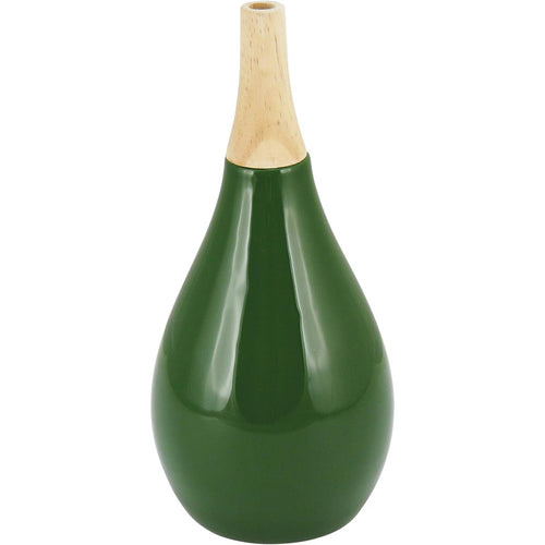 Garrafa Decorativa Cerâmica Verde Foglio 28x13x13cm