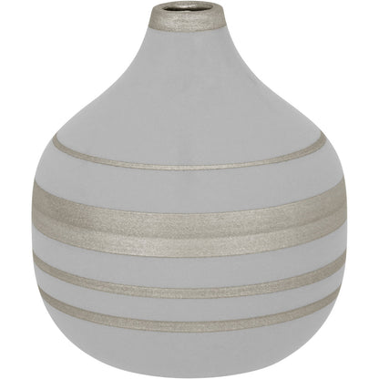 Vaso Decorativo Frith Cerâmica 18x16cm Cinza para Flores e Folhagens