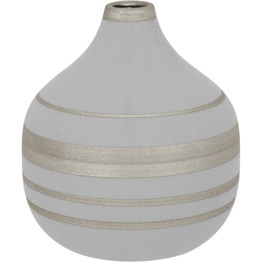 Vaso Decorativo Frith Cerâmica 18x16cm Cinza para Flores e Folhagens