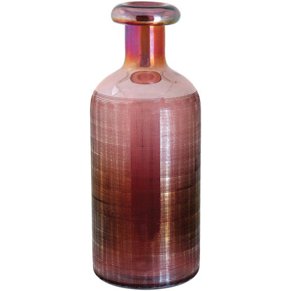 Garrafa Decorativa Rosa Benji em Vidro Lustrado 35x14cm