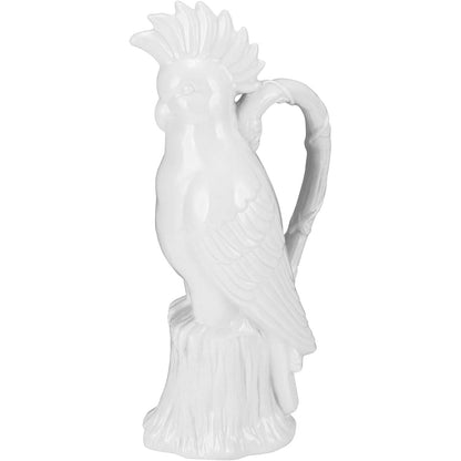 Adorno de Cerâmica Branco Pássaro Calipso 33cm Decorativo