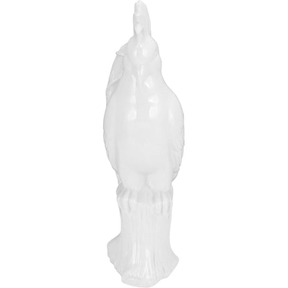 Adorno de Cerâmica Branco Pássaro Calipso 33cm Decorativo