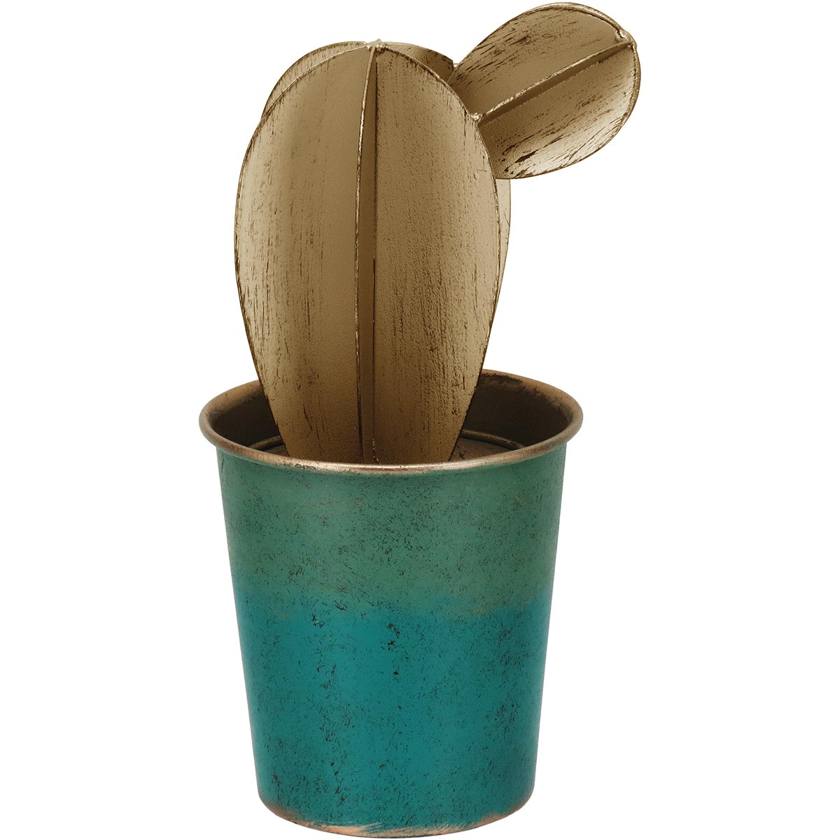 Adorno Cacto Metal Azul 24cm Octave Decorativo Moderno