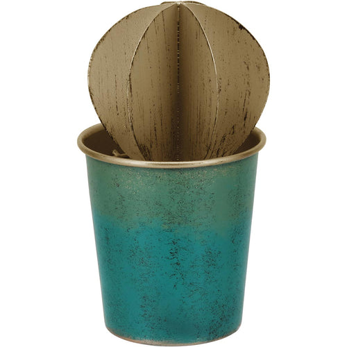 Adorno Cacto de Metal Azul Octave 19cm - Decoração Moderna para Casa