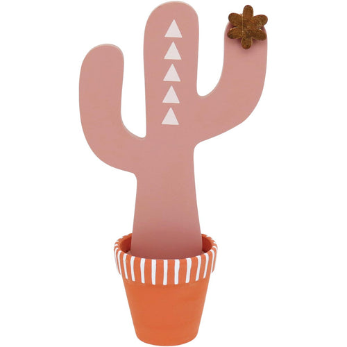 Adorno Cacto de Madeira Rosa Penélope 27cm para Decoração