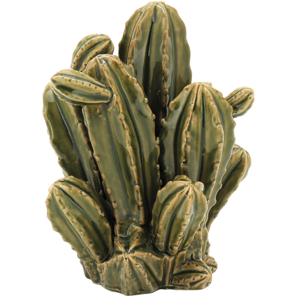 Adorno Cactus Cerâmica Verde 22cm - Decoração Elegante