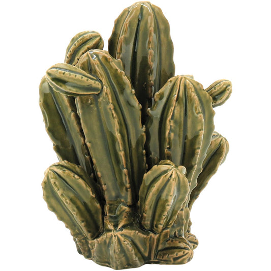 Adorno Cactus Cerâmica Verde 22cm - Decoração Elegante