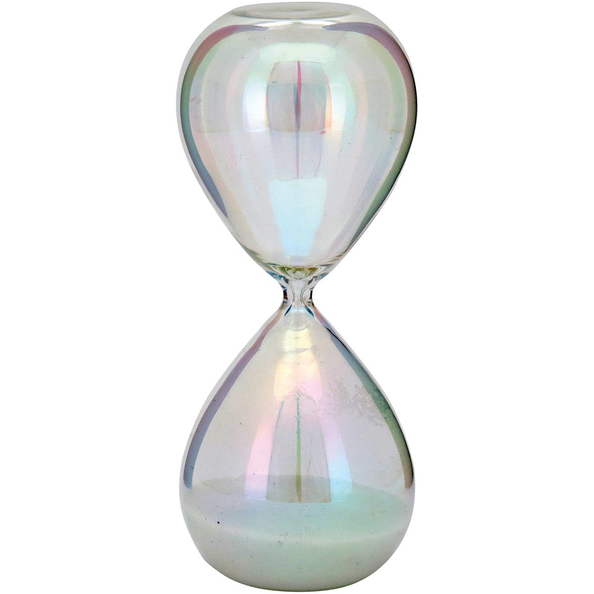 Ampulheta de Areia Branca em Vidro 19x8cm Furta-cor Decorativa