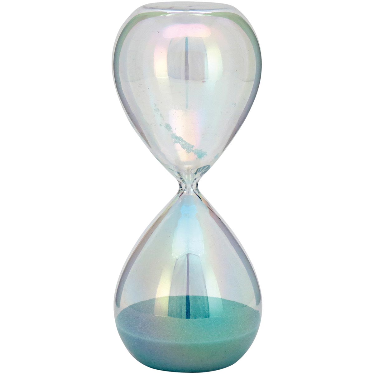 Ampulheta de Areia Azul em Vidro Furta-Cor 19cm - Decoração Elegante