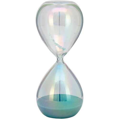 Ampulheta de Areia Azul em Vidro Furta-Cor 19cm - Decoração Elegante
