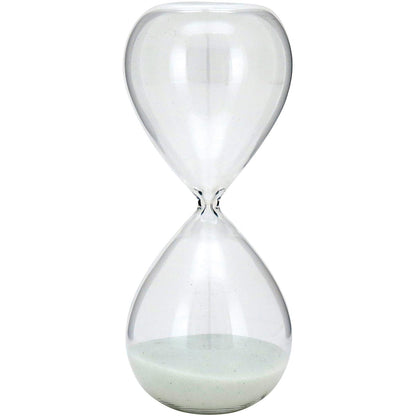 Ampulheta de Areia Branca Vidro Transparente 20x8cm Decorativa