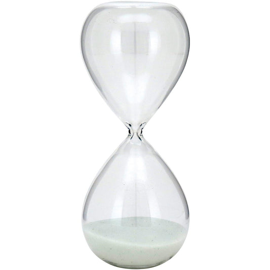 Ampulheta de Areia Branca Vidro Transparente 20x8cm Decorativa