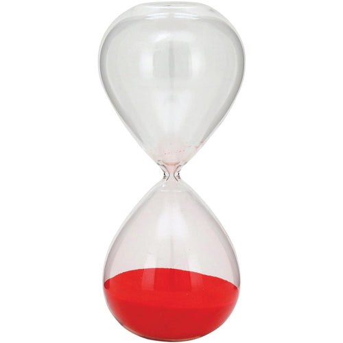 Ampulheta de Areia Vermelha 24cm Vidro Transparente Decorativa