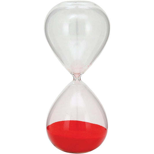Ampulheta de Areia Vermelha 24cm Vidro Transparente Decorativa