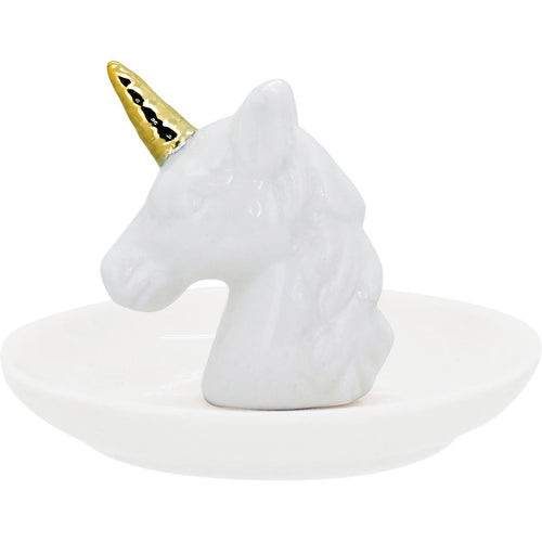 Adorno Unicórnio Cerâmica Branca 11cm Mimo Decorativo