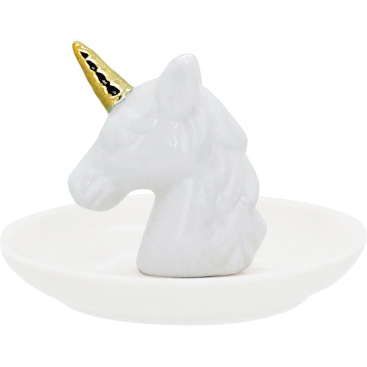 Adorno Unicórnio Cerâmica Branca 11cm Mimo Decorativo