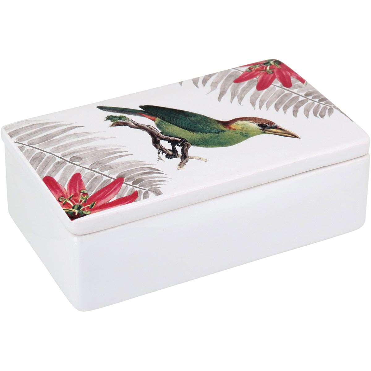 Caixa Decorativa Plume Cerâmica Branca 6x18x10cm para Organização