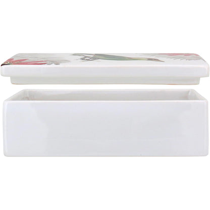 Caixa Decorativa Plume Cerâmica Branca 6x18x10cm para Organização