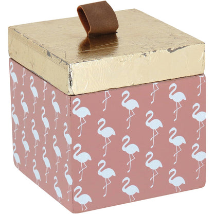 Caixa Organizadora de Madeira Rosa 10x10cm Penélope