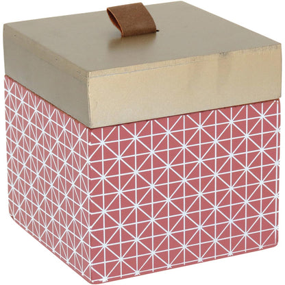 Caixa Organizadora de Madeira Rosa Penélope 12x12cm para Escritório