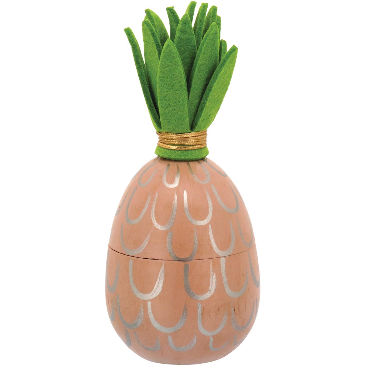 Porta Joias Madeira Rosa Penélope Abacaxi 18x8x8cm Organizador Elegante