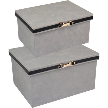 Caixa Organizadora Home&Co Vênus Sintético Cinza - 2 Peças