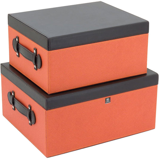 Caixa Organizadora Decorativa Lollytte Home&Co Sintético Laranja 2pç