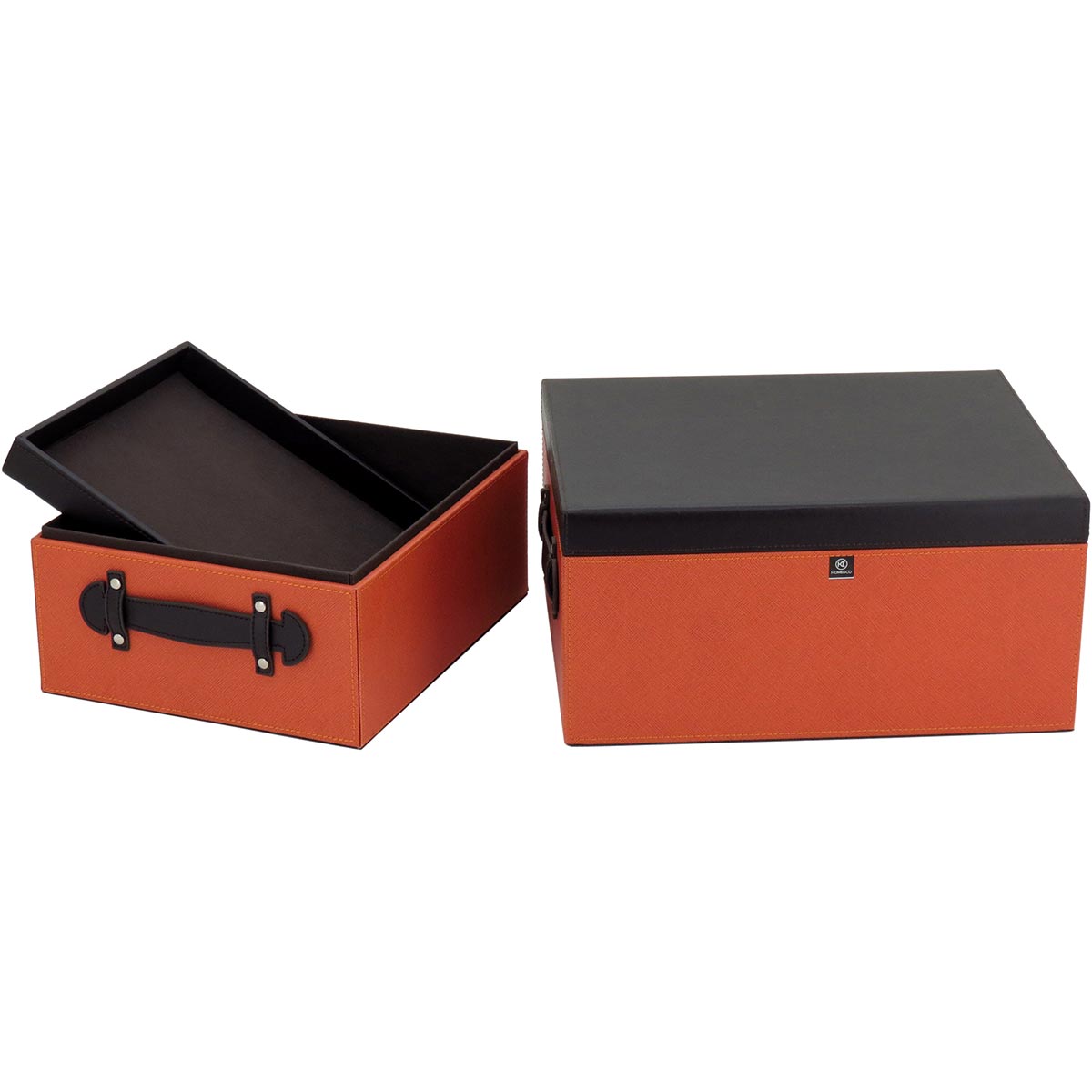 Caixa Organizadora Decorativa Lollytte Home&Co Sintético Laranja 2pç