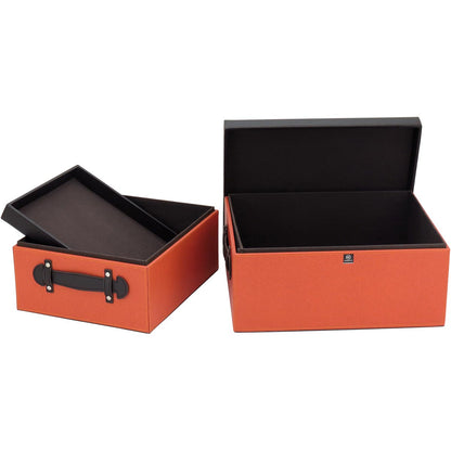 Caixa Organizadora Decorativa Lollytte Home&Co Sintético Laranja 2pç