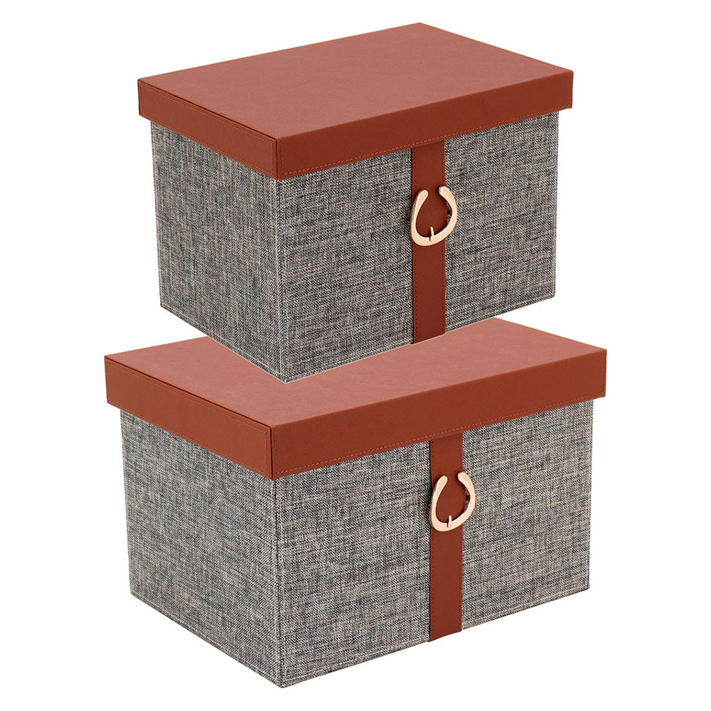 Caixa Organizadora Sintética Marrom Home&Co Vênus 2 Peças