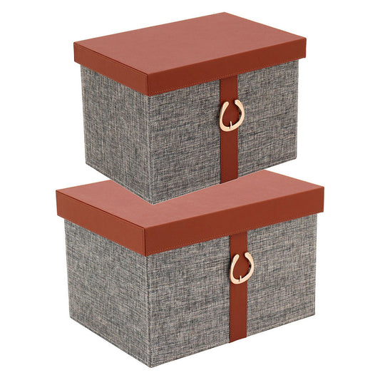 Caixa Organizadora Sintética Marrom Home&Co Vênus 2 Peças