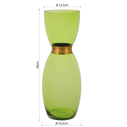 Vaso de Vidro Verde Chloro 38x14cm Decorativo para Arranjos Florais