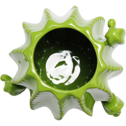 Vaso de Cerâmica Verde 26x22cm Decorativo para Arranjos Florais