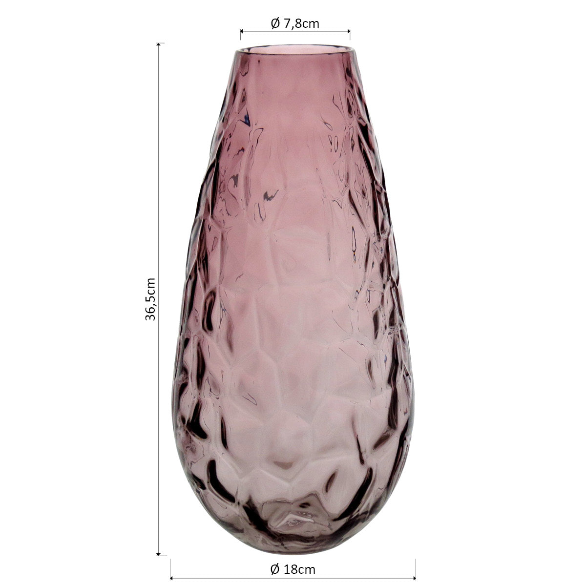Vaso Orium Vidro 36x18x18cm Rosa