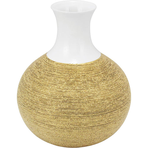 Vaso Decorativo Amber Cerâmica Dourada 34x26cm para Flores