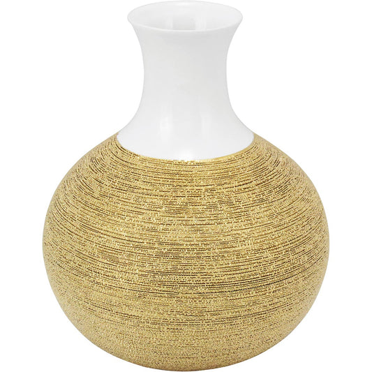 Vaso Decorativo Amber Cerâmica Dourada 34x26cm para Flores