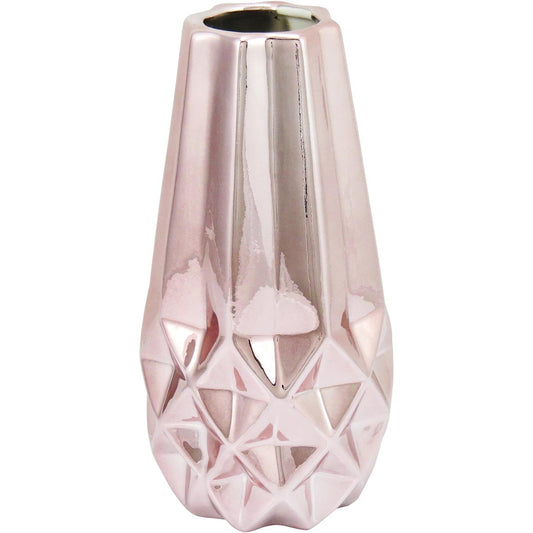 Vaso Decorativo Cerâmica Marselha 24x12cm Rosê Elegante