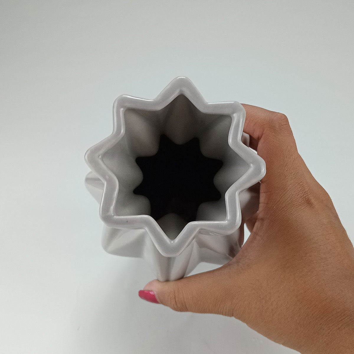 Vaso Villani Cerâmica 23x13x13cm Cinza