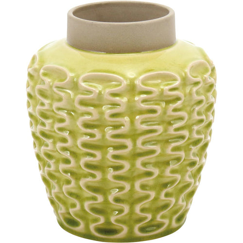 Vaso Decorativo Cerâmica Amarelo Mangga 22x20x20cm