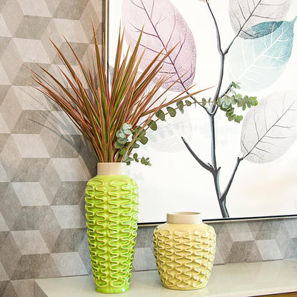 Vaso Decorativo Cerâmica Amarelo Mangga 22x20x20cm