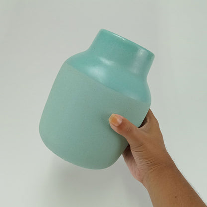 Vaso de Cerâmica Azul Brac 19x15x15cm para Decoração