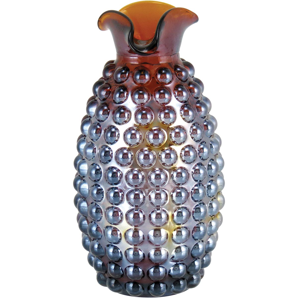 Vaso Decorativo Maou Lustrado Vidro Marrom 14x8x8cm