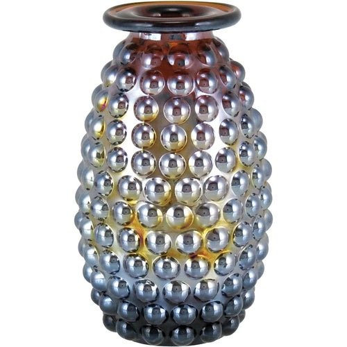 Vaso Lustrado de Vidro Maou Marrom 12x8x8cm para Decoração