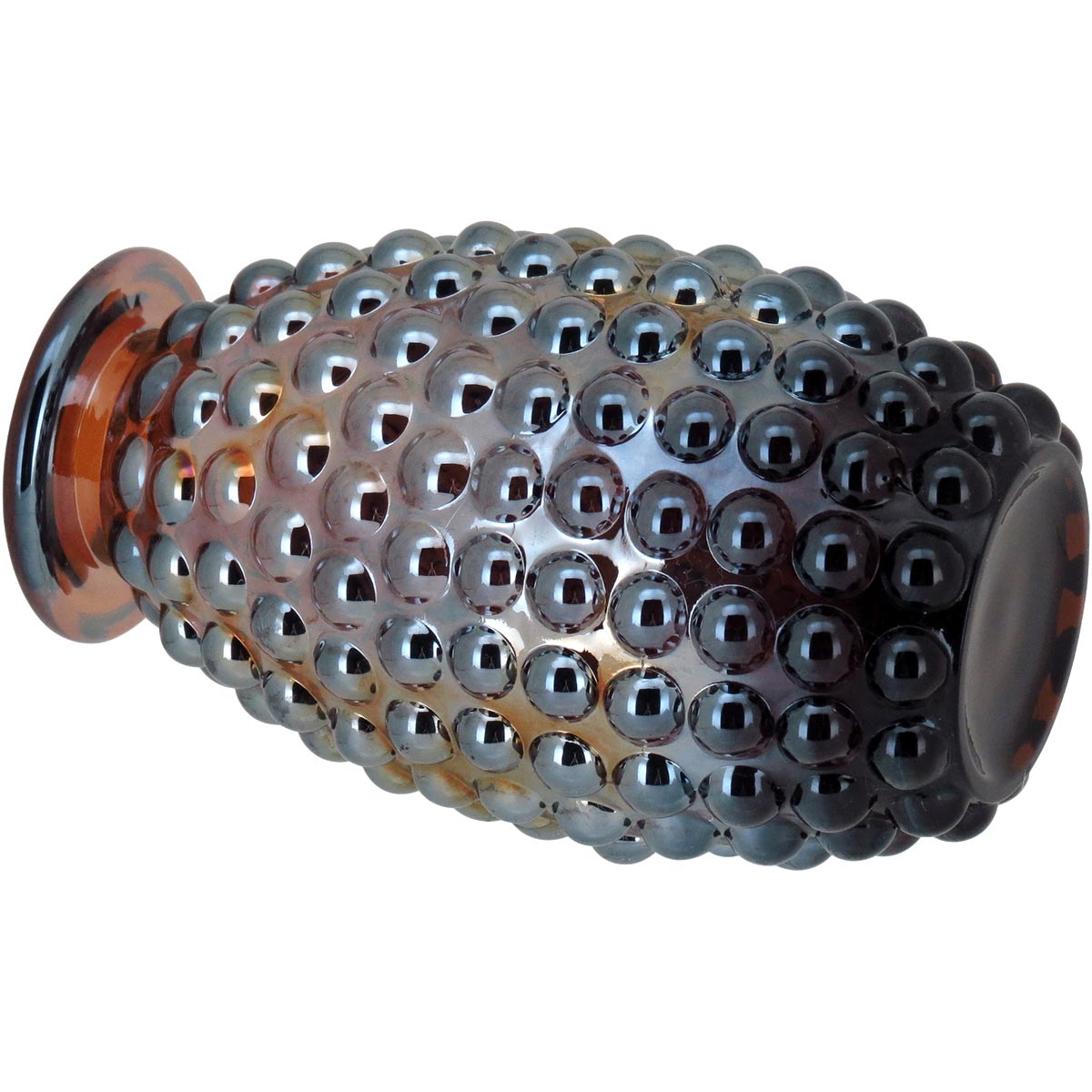 Vaso Lustrado de Vidro Maou Marrom 12x8x8cm para Decoração