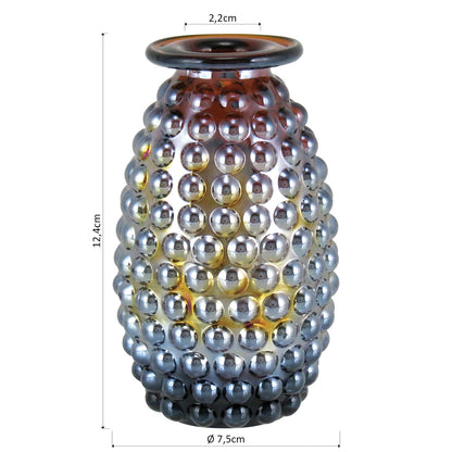 Vaso Lustrado de Vidro Maou Marrom 12x8x8cm para Decoração
