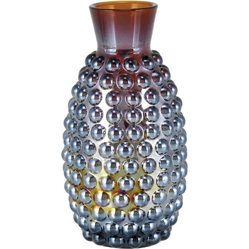 Vaso de Vidro Lustrado Marrom Maou 14x8x8cm para Decoração